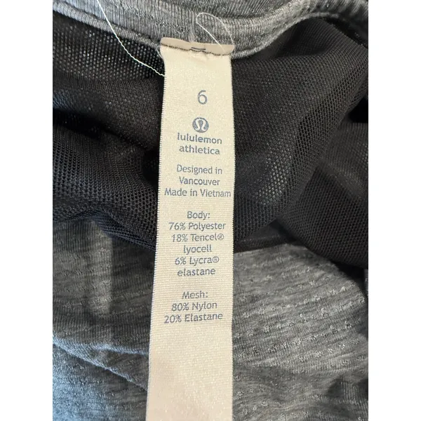 Lululemon Grey Long Sleeve Mesh Back Tulip‎ Hem Cropped Yoga Top Size 6 - Image 7