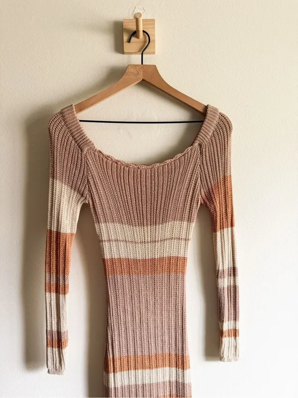 Peppermayo Scoop Neck Long Sleeve Crochet Maxi Dress Size XS/S - Image 4