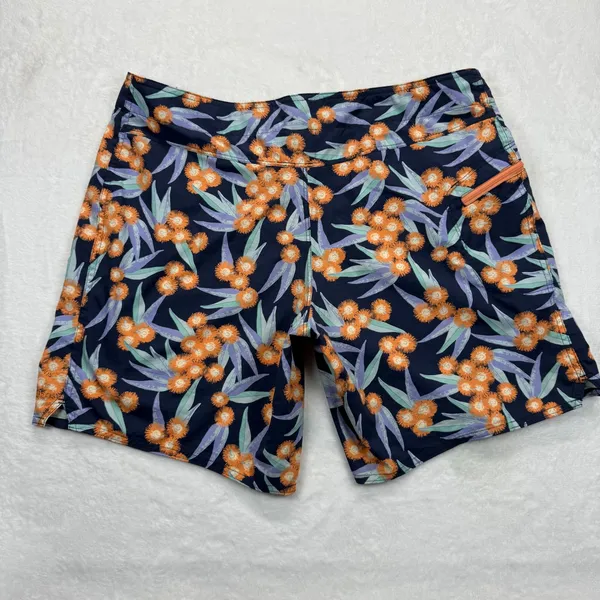 Patagonia Baggies Board Shorts‎ Floral Print Swim Trunks Orange Blue Size 14 - Image 9
