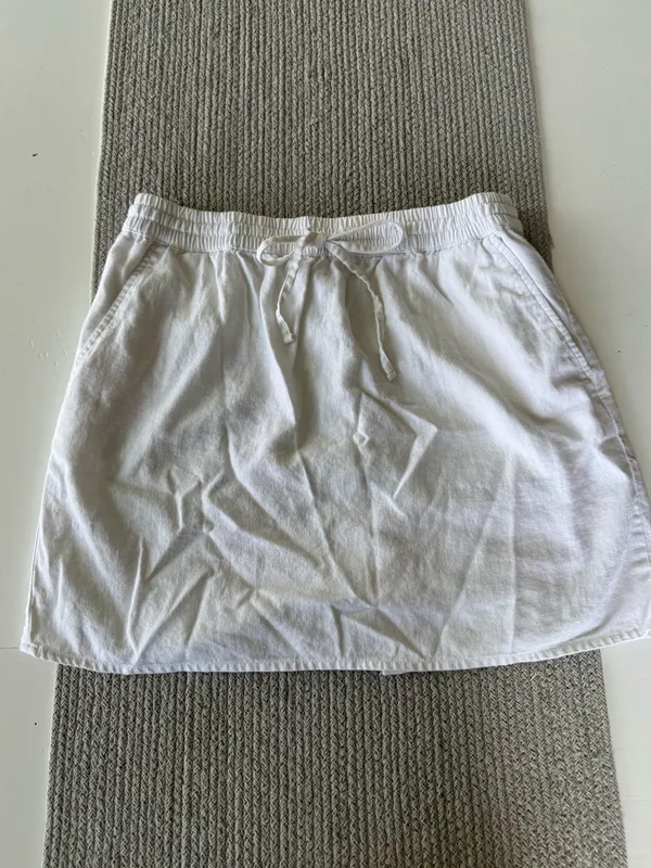 Forever 21 White Linen Drawstring Waist Mini Skirt Size XS - Image 7