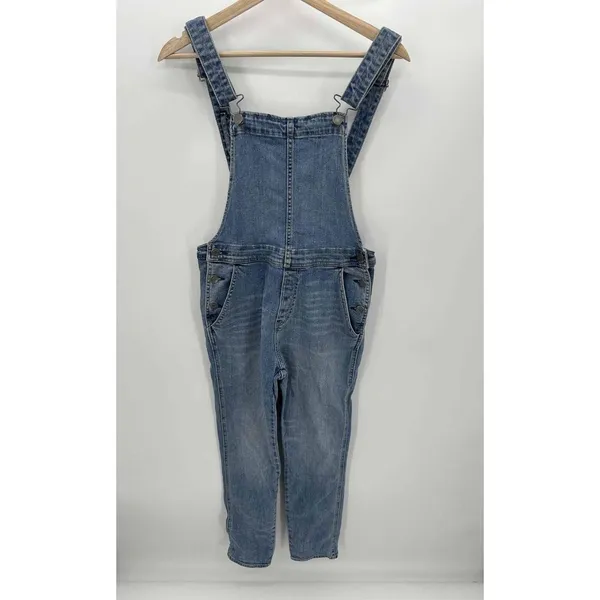 Gap Womens XS Denim Overalls‎ Medium Wash Open Back Relaxed 90s Y2K Bib Jeans - Image 2