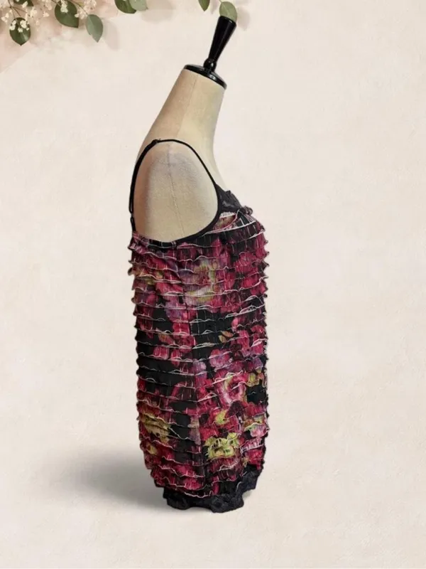 Maurices Burgundy and Black Floral Ruffle Camisole - Image 4