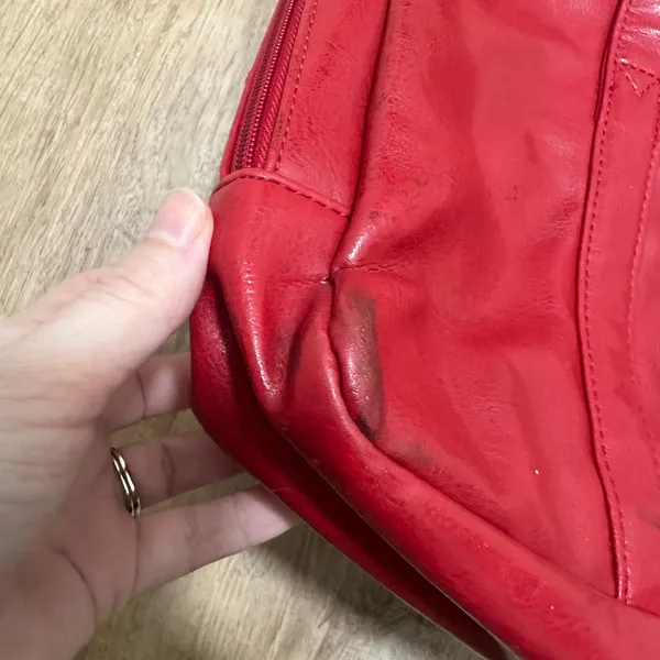 Buxton | Red Faux Leather Laptop Quilted Flap Turn Lock Work Briefcase Tote Bag - Image 4