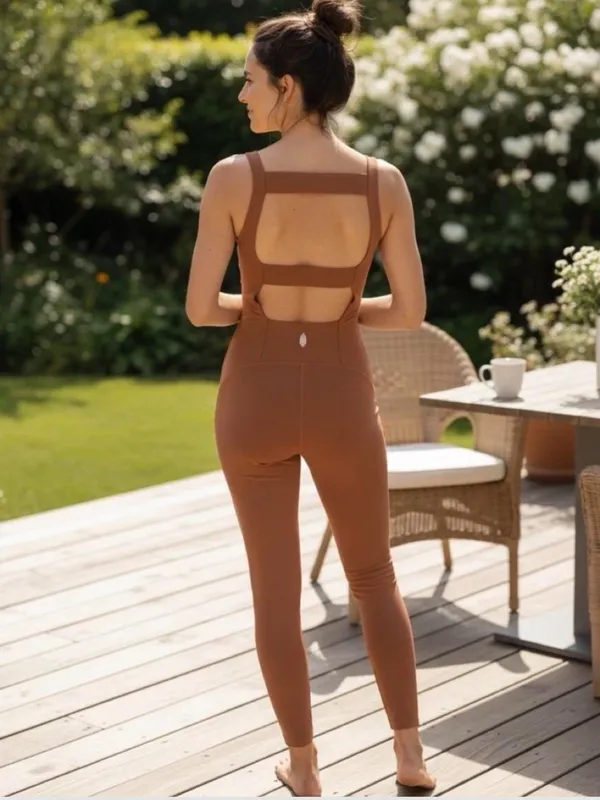 Free People FP Movement Never Better One Piece Jumpsuit Sequoia Brown NEW M - Image 3