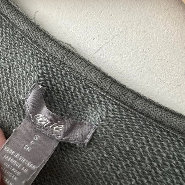 Aerie Sage Green Distressed Oversized Crewneck‎ Pullover - Image 5