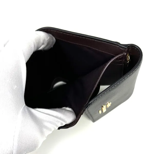 Coach Small Trifold Wallet In Blocked Signature Canvas Brown Black Leather CE930 - Image 6
