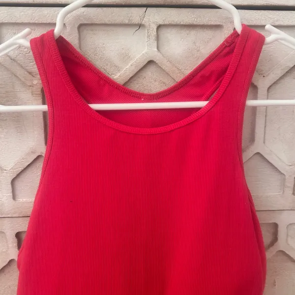 women's rib high neck racerback cropped tank top all in motion red - Image 6