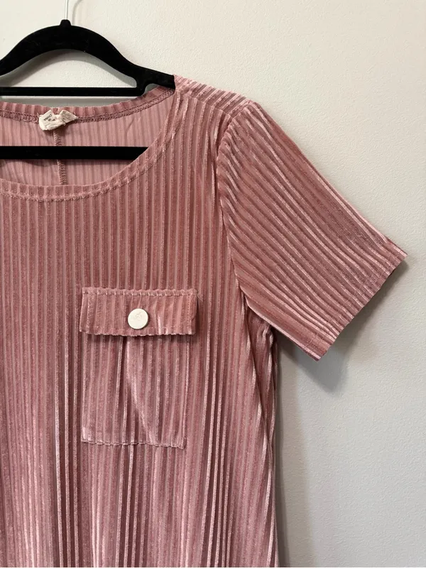 POL Dusty Pink Velvet Pocket Shift Dress Size S - Image 4