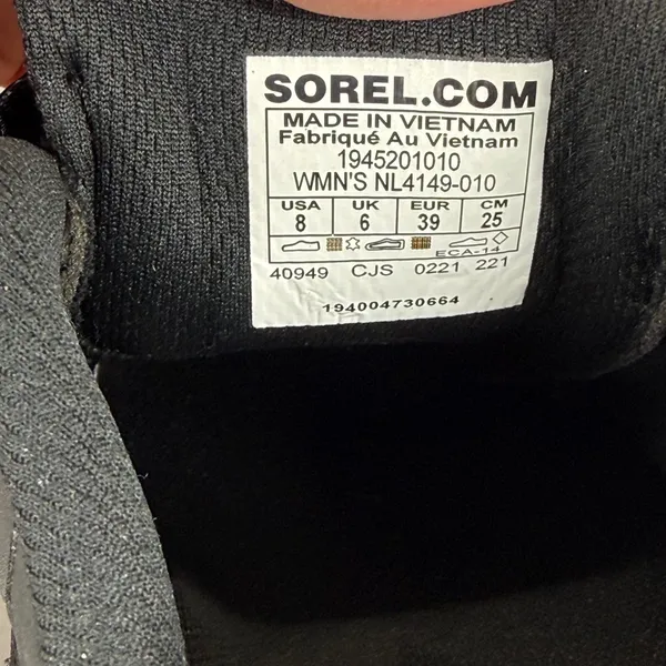 Sorel Kinetic Impact Strap Womens‎ 8 Black White Chunky Sneakers NL4149-010 - Image 6