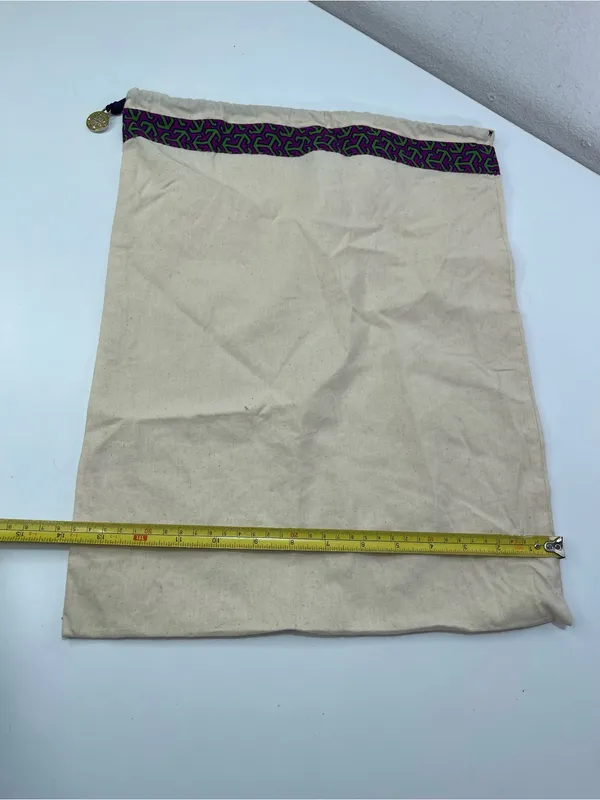 Tory Burch Logo Charm Purple Trim Pouch Travel Drawstring Dust bag 17x13'' - Image 4