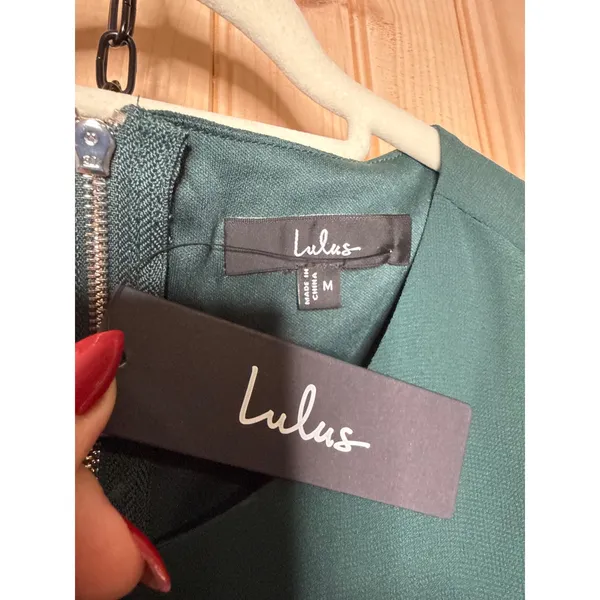 NWT Lulus Blissful Love Dark Green Cutout Mini Skater Dress Party Night Out Sz M - Image 5