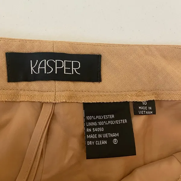 NWOT Kasper women’s tan flat front polyester straight leg dress pants size 10‎ - Image 6