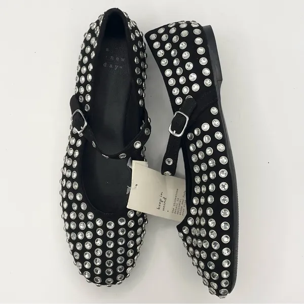 A New Day Issa rhinestone black mary jane ballet flats women’s Size 9 1/2 - Image 6
