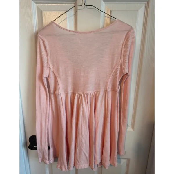 Altar'd State Y2K XS Pink Babydoll Tunic Top Long Sleeve Scoop Neck Boho Soft - Image 2
