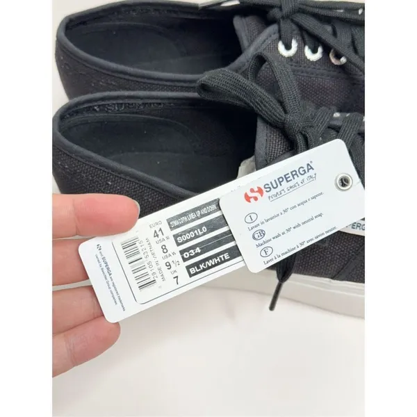 Superga Sneakers Classic Black Canvas Mens‎ Size 8 Lace Up Fashion Shoes NEW - Image 6