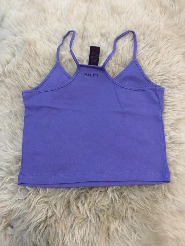 Vintage 90s Ralph Lauren Baby Tank Top Y2K Lilac Purple Cotton Crop Size S - Image 4