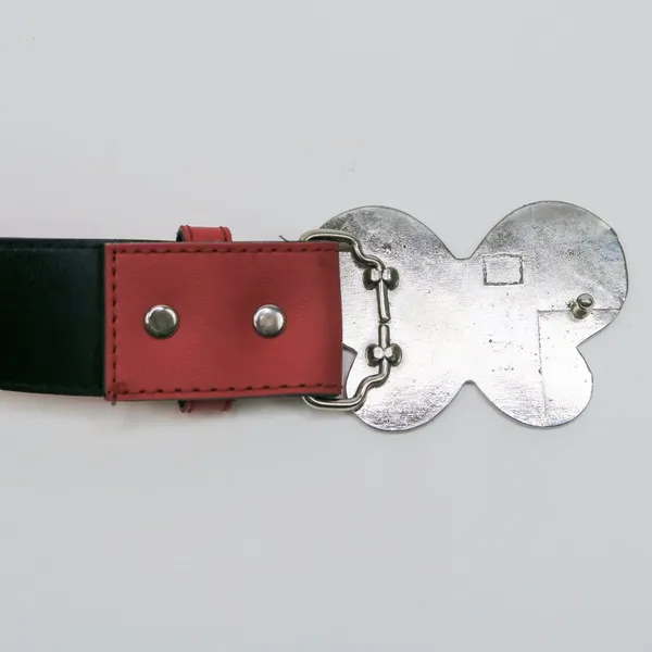 Vintage 90s Red Belt with Sparkly Butterfly Buckle - Image 6