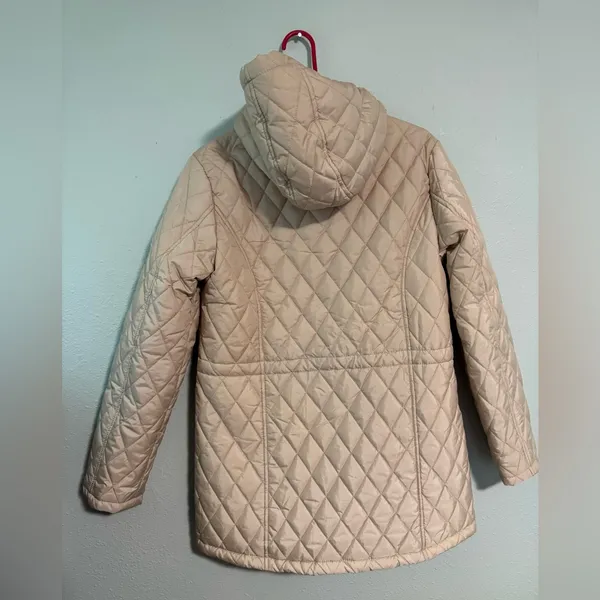 Women's Quilted Beige Puffer Jacket Tan Size L - Image 2