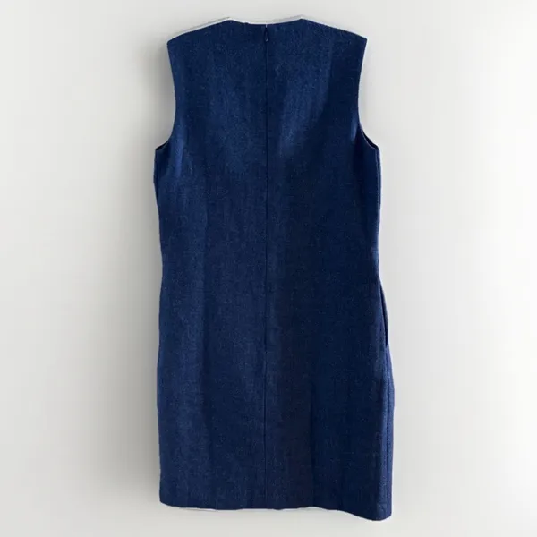 FRANCES VALENTINE Callista Wool-Blend Dress Blue NWT Large Chic - Image 9
