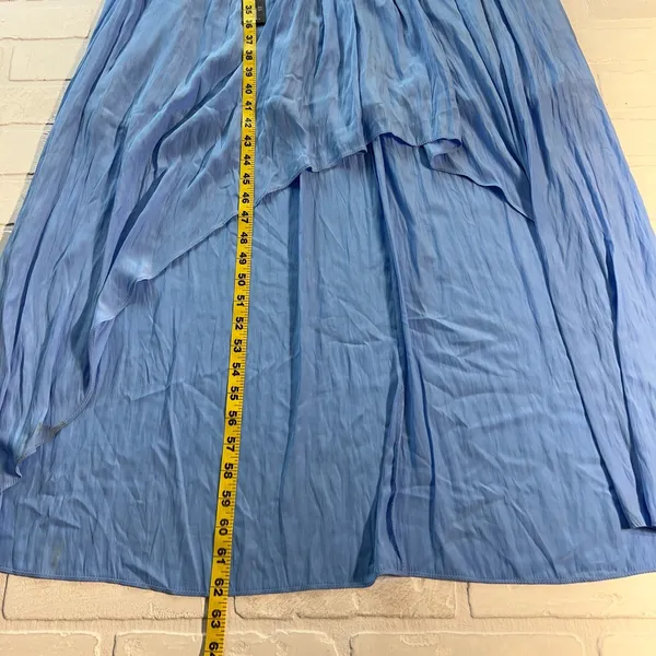 Ramy Brook Maxi Dress Womens 6‎ Blue Belted High Low Pleated Fairy Rebecca Satin - Image 4