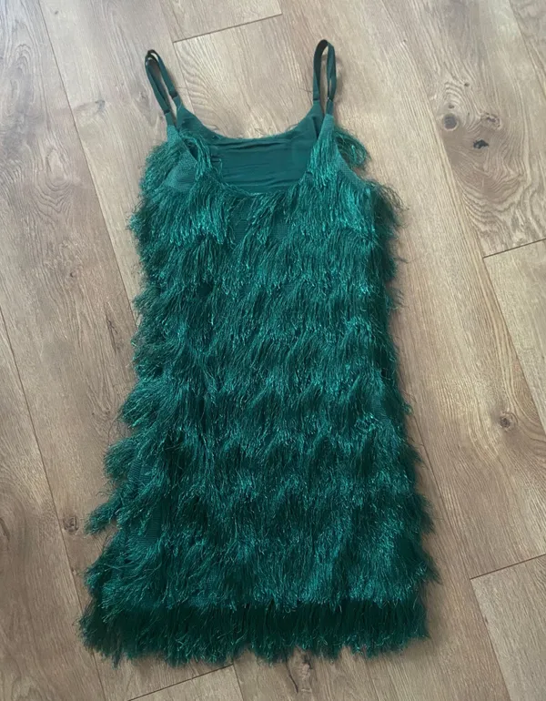 ASOS True Decadence Forest Green Tassel Tiered Dress - Image 2