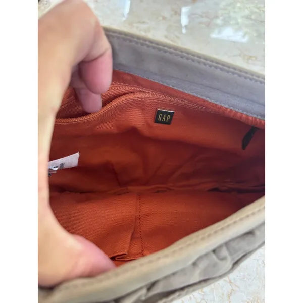 Gap Wristlet Clutch Bag 9.5"x7.5" Brown Canvas With Zipper & Inner Pocket - Image 6