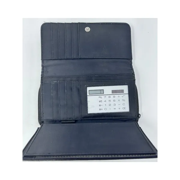 Women's‎ Black Wallet with Silver Buckle Front Lots of Compartments - Image 4