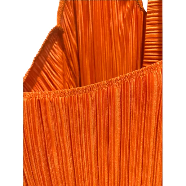 ASOS DESIGN Burnt Orange Pleated Halter Maxi Dress Size L 70s Disco Retro - Image 8