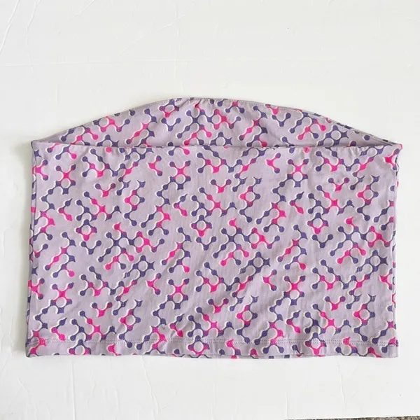 NEW BP. Nordstrom Purple Geometric Crop Tube Top L Retro Boho Strapless LARGE - Image 6