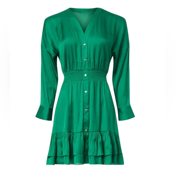 Maje- Rumia Dress Elegant Green Button-Down Dress Size 40 Size 8 US - Image 5