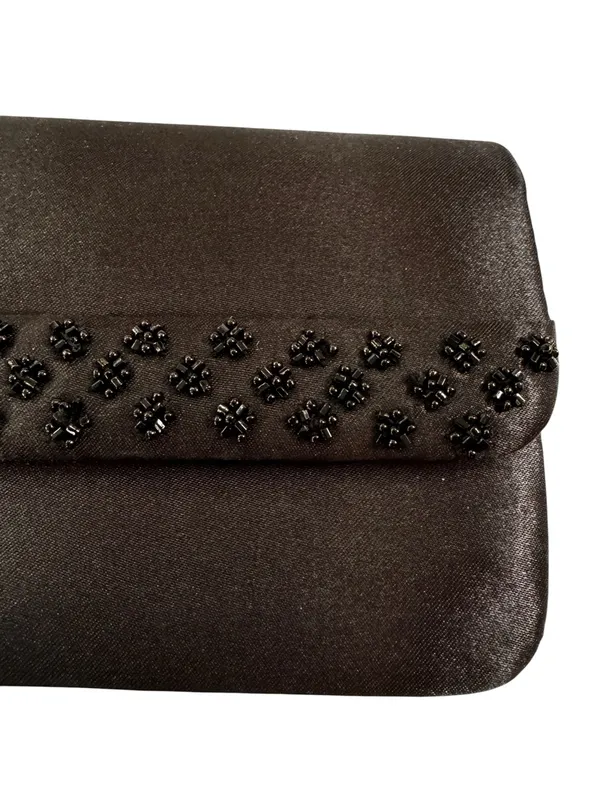 Sasha Satin Beaded Evening Bag Clutch or Shoulder Bag Convertible Black - Image 3