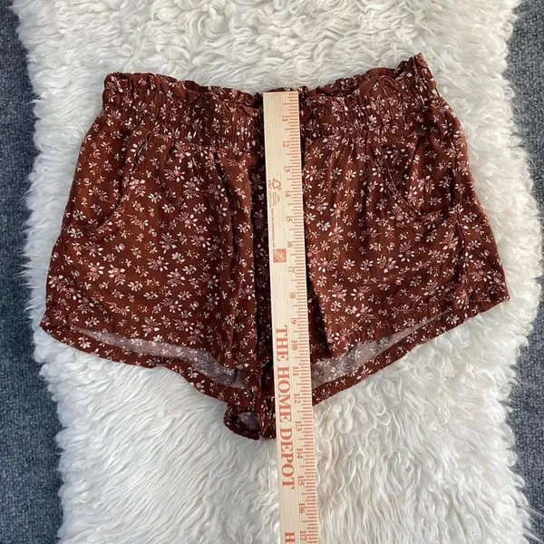 Aeropostale Brown Ditzy Floral Shorts Flowy Elastic Drawstrings Pockets - Image 7