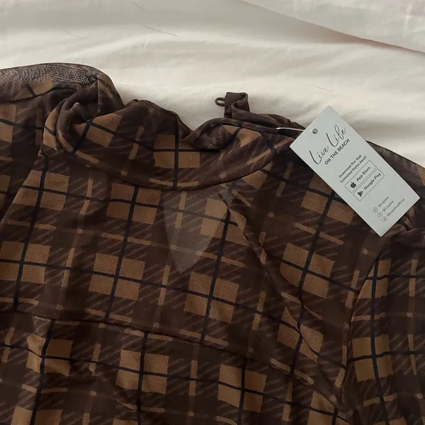 NWT Cupshe Brown Plaid Mini Dress - Image 5
