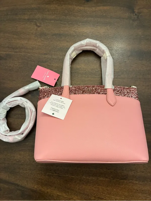 Kate Spade Satchel Flash Glitter Pink Bag Purse Crossbody New NWT - Image 3