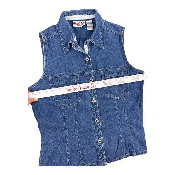 Bill Blass Jeans Womens Vintage Denim Sleeveless Western Shirt Blue Medium M - Image 4