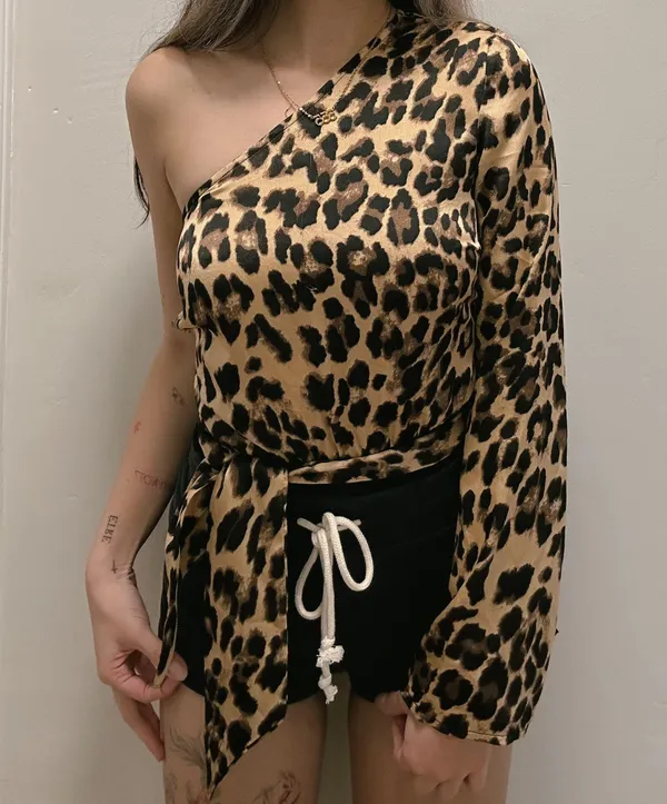 Nasty Gal One Shoulder Cheetah Bodysuit - Image 3