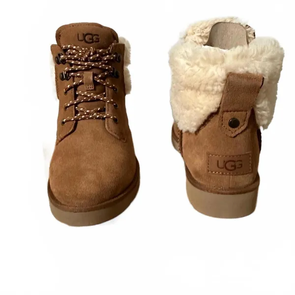 UGG Romely Heritage Lace Up Boot Leather Chestnut Womens 6 US / 37 EU NEW - Image 4