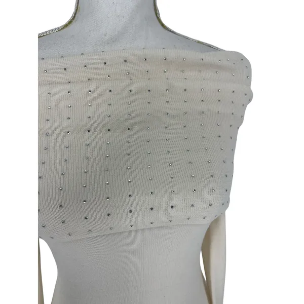 Le Superbe Aura Embellished Off-The-Shoulder‎ Sweater in Snow - Image 9