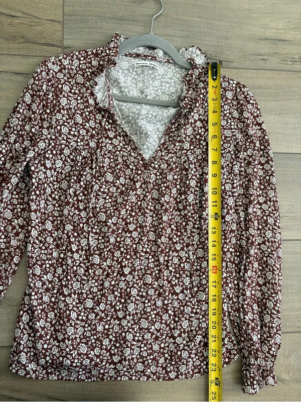 Reformation Amira Long Sleeve Floral Boho Blouse Chocolatier Brown White XS - Image 9