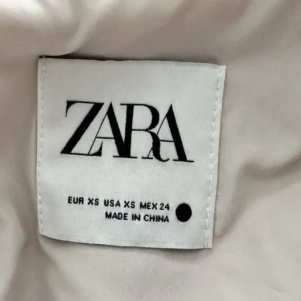 Zara XS Women's Beige Sherpa Teddy Shearling Hooded Cropped Jacket Coat - Image 3