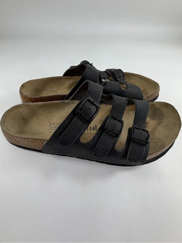 Betula by Birkenstock Black 3‎ Strap Sandals EU 39 US 8.5 Cork Footbed - Image 6