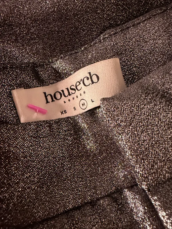House of CB London Jas Silver Kick Flare Trousers Pants Size Medium - Image 6