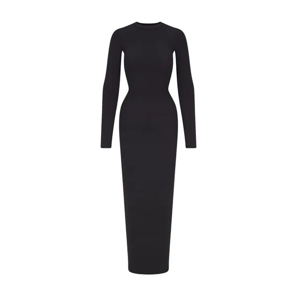 SKIMS Fits Everybody crew Neck long sleeve Dress, BLACK, Size Medium, $88 - Image 4