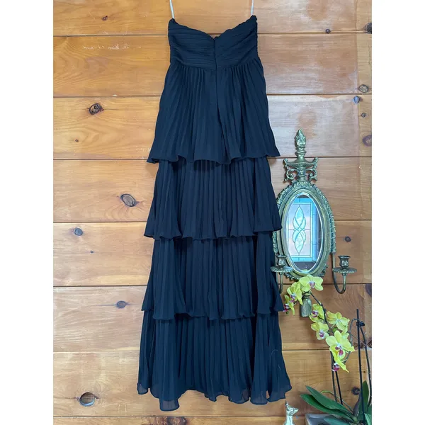 NWT Lulus Seriously Sensational Black Strapless Tiered Maxi Dress Wedding Size L - Image 4