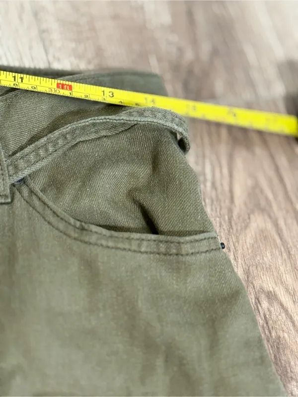 Levis Premium XL Straight Olive Green Baggy Wide Leg‎ Pants W26 L29 Y2K - Image 6