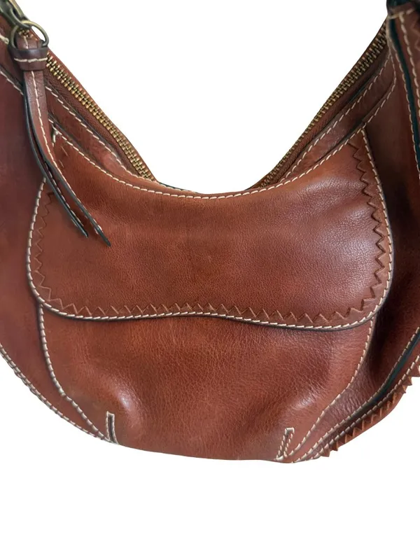BCBGMaxAzria Brown Y2K Purse Shoulder Bag 2000s Retro Vintage Small Boho Slouch - Image 9