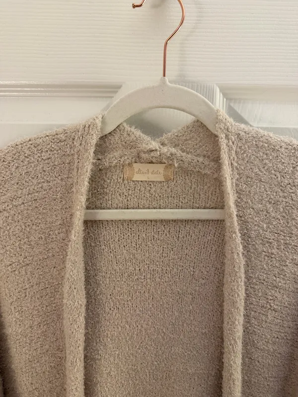 Altar’d State Beige Cozy Long Line Open Cardigan Large - Image 6