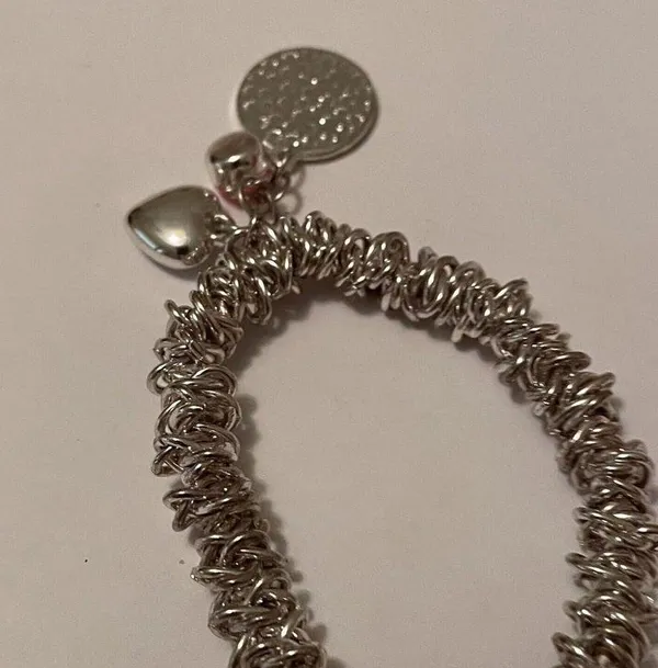 Women’s Stretchy Bracelet Silver Tone / Pink Initial / Letter A - Image 6