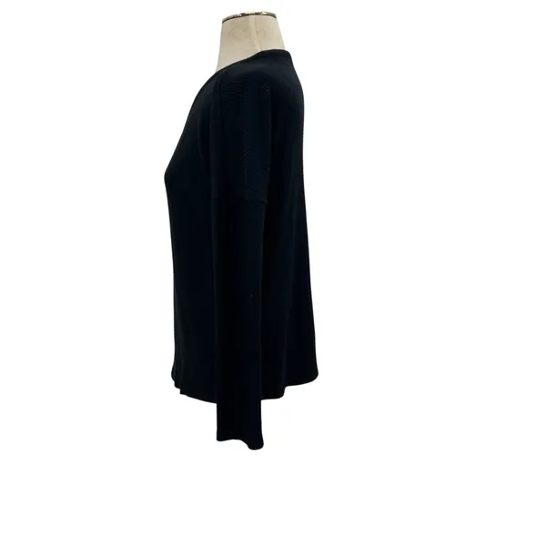 Rag & Bone Black Ribbed V Neck Long Sleeve Stretch Knit Tee Top Size Small‎ - Image 4
