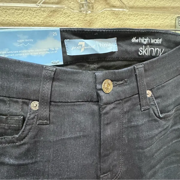 7 For All Mankind Blue‎ Skinny Fit Jeans - Image 5